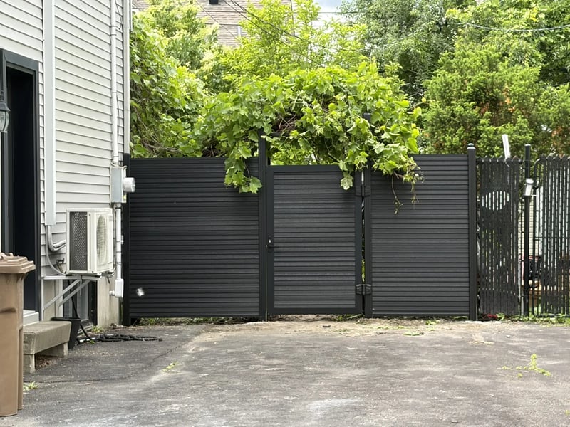 Composite privacy fence installation in Celestial Black — Celestial Black