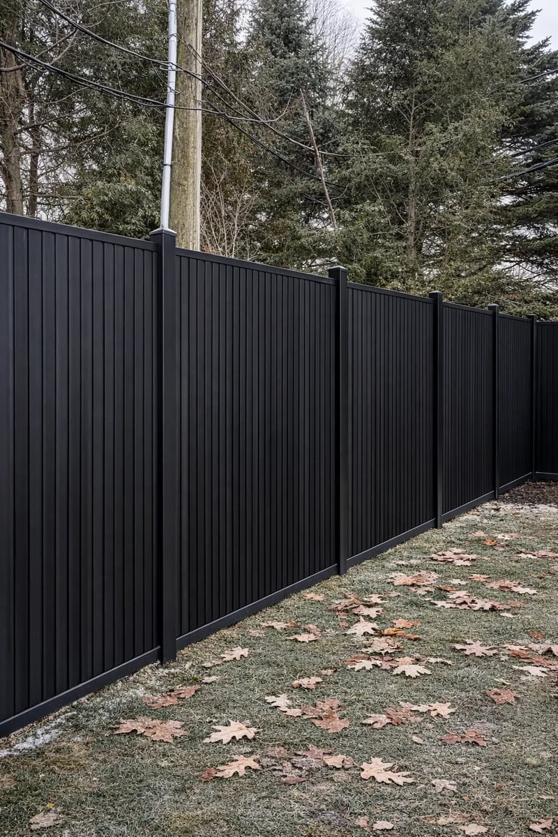 Composite privacy fence installation in Celestial Black — Celestial Black
