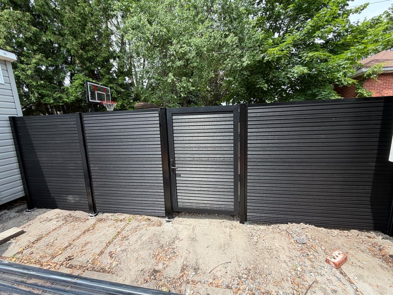 Composite privacy fence installation in Celestial Black — Celestial Black